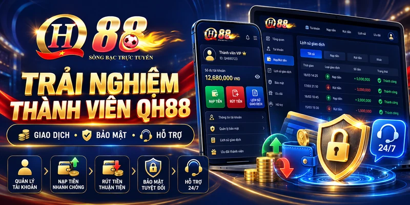 Trải nghiệm thành viên giao dịch và bảo mật QH88